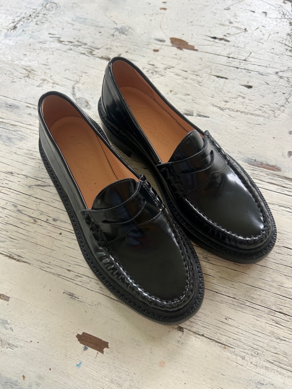 J. Crew Shiny Black Patent Penny Loafers
